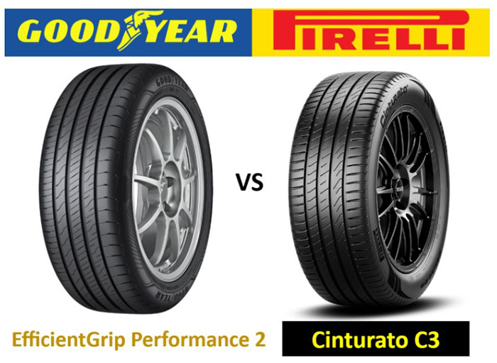Сравнение шин: Goodyear EfficientGrip Performance 2 и Pirelli Cinturato C3.