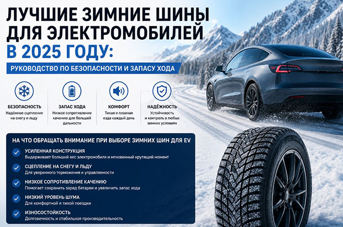 Лучшие зимние шины для электромобилей в 2025 году: сцепление, комфорт и энергоэффективность.