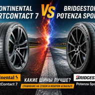 Continental SportContact 7 vs Bridgestone Potenza Sport Evo: подробное сравнение.